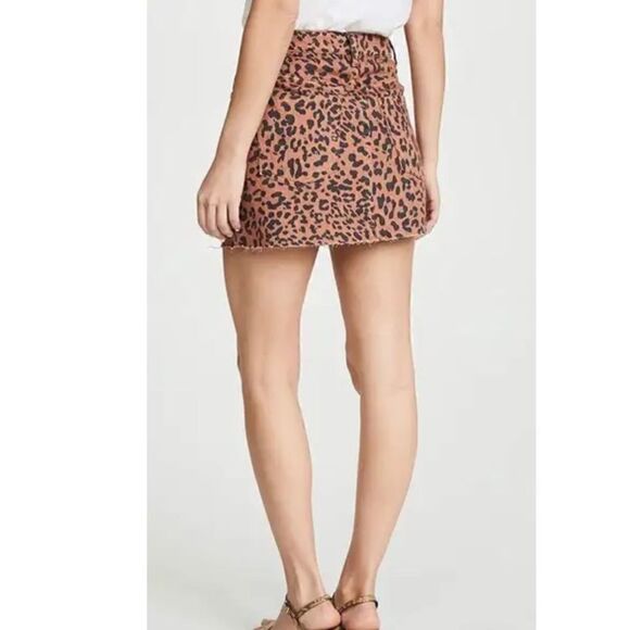 Free People We the free Women's Zip It Up Leopard Print Denim Mini Skirt - Picture 3 of 12